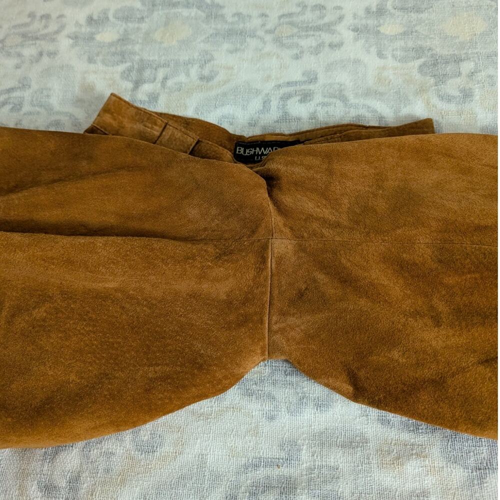 Bushwacker USA Vintage Suede Nubuck Leather High Waisted Shorts - Picture 8 of 13